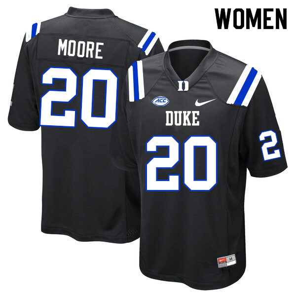 Women #20 Jaquez Moore Duke Blue Devils College Football Jerseys Sale-Black